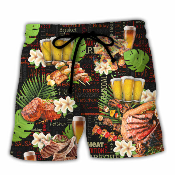 Barbecue Funny BBQ Beer Warning BBQ In Progress BBQ Zone - Beach Short - Owl Ohh