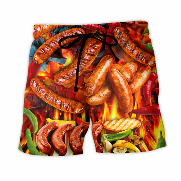 BBQ Hot Grilled Sausage Style - Beach Short - Owl Ohh