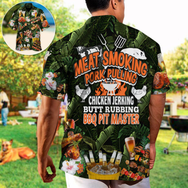 Barbecue Funny BBQ Beer Meat Smoking Pork Pulling Chicken Jerking Butt Rubbing BBQ Pit Master - Hawaiian Shirt - Owl Ohh - Image 2