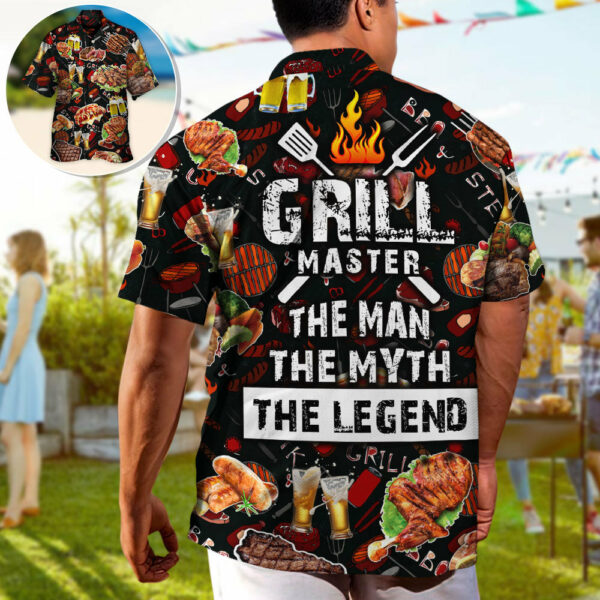 Barbecue Food Grill Master BBQ The Man The Myth The Legend - Hawaiian Shirt - Owl Ohh - Image 2