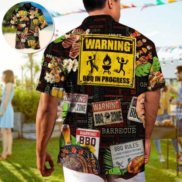 Barbecue Funny BBQ Beer Warning BBQ In Progress BBQ Zone - Hawaiian Shirt - Owl Ohh - Image 2