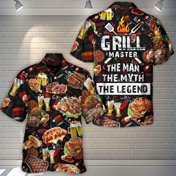 Barbecue Food Grill Master BBQ The Man The Myth The Legend - Hawaiian Shirt - Owl Ohh - Image 3