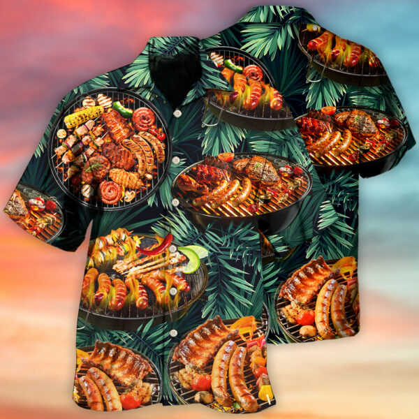 BBQ Grilled Tropical Leaf Style - Hawaiian Shirt  - Owl Ohh - Image 2