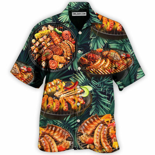 BBQ Grilled Tropical Leaf Style - Hawaiian Shirt  - Owl Ohh