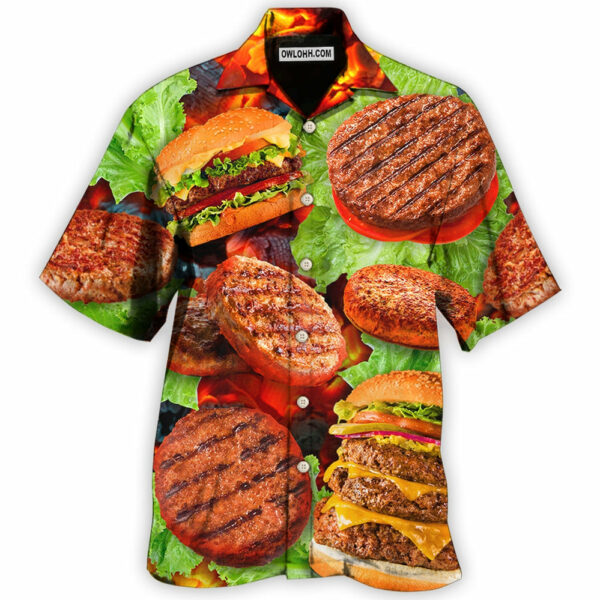 BBQ Hamburger Patties BBQ Style - Hawaiian Shirt  - Owl Ohh