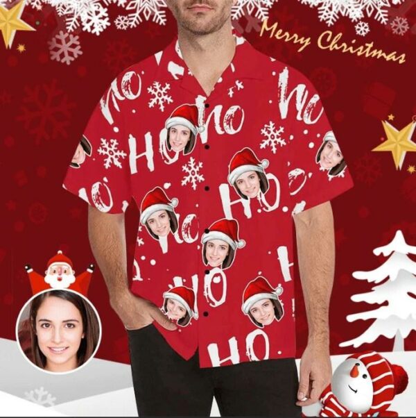 Beach Shirt Buy Custom Face On Funny Ho Ho Ho Red Hawaiian Shirts  - Free Design 9to5vibe