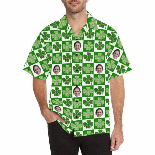 Beach Shirt Get Now Custom Face Clover Customized Personalized St Patricks Day Gifts Hawaiian Unisex Aloha Shirt  - Free Design 9to5vibe