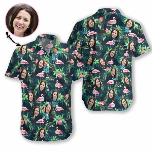 Beach Shirt Order Personalized Funny Custom Face Flamingo Hawaiian Shirts H - Free Design 9to5vibe