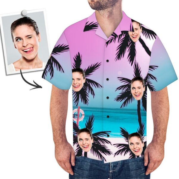 Custom Face All Over Print Beach Style Hawaiian Shirt Coconut Trees  - Free Design 9to5vibe