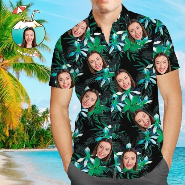 Custom Face All Over Print Hawaiian Shirt Cool leaves - Free Design 9to5vibe