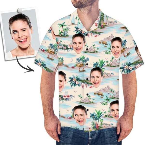 Custom Face All Over Print With Landscape Pattern Hawaiian Shirt - Free Design 9to5vibe