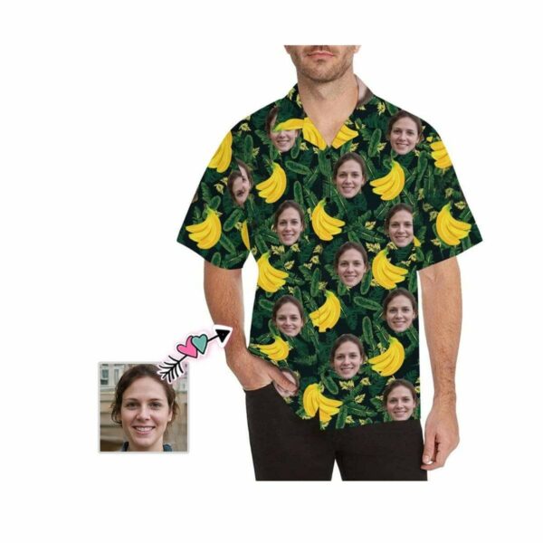 Custom Face Banana Green Men's All Over Print Hawaiian Shirt  - Free Design 9to5vibe