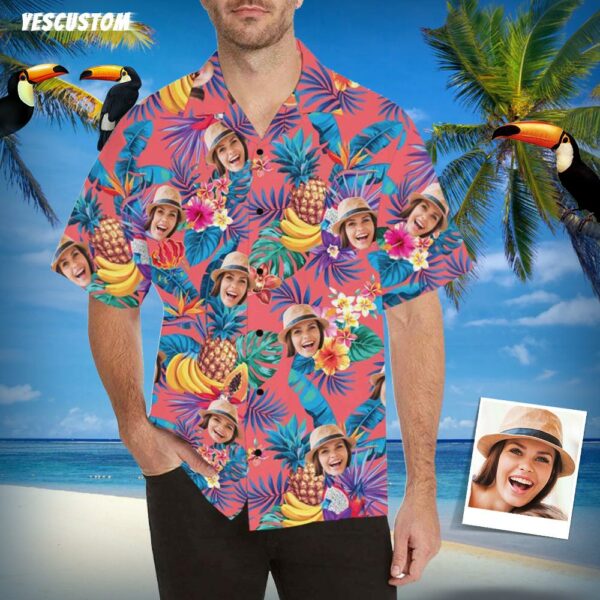 Custom Face Banana&Pineapple Men's All Over Print Hawaiian Shirt  - Free Design 9to5vibe