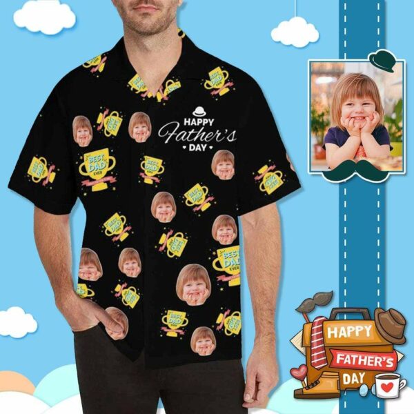 Custom Face Best Dad Ever Men's All Over Print Hawaiian Shirt  - Free Design 9to5vibe