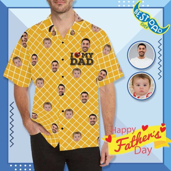 Custom Face Best Gift For Dad Men's All Over Print Hawaiian Shirt - Free Design 9to5vibe