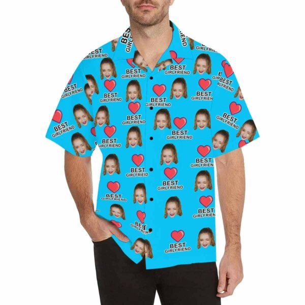 Custom Face Best Girlfriend Red Heart Men's Hawaiian Shirt  - Free Design 9to5vibe