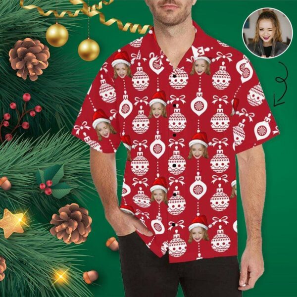 Custom Face Christmas Ball Men's Hawaiian Shirt  - Free Design 9to5vibe