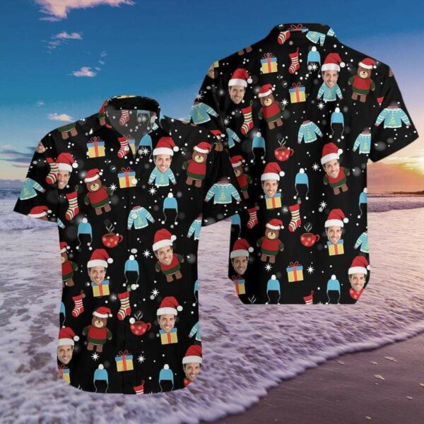 Custom Face Christmas Black Hawaiian Shirts  - Free Design 9to5vibe