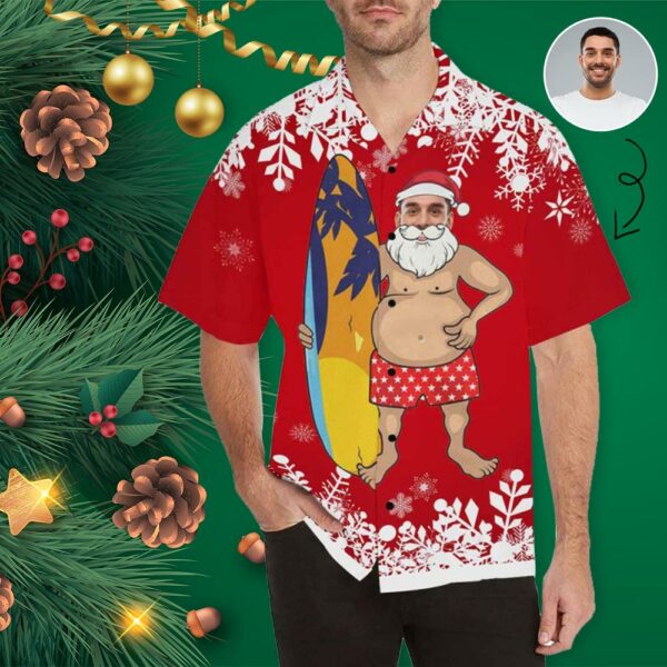 Custom Face Christmas Funny Men's Hawaiian Shirt  - Free Design 9to5vibe