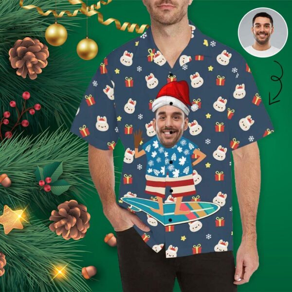 Custom Face Christmas Gift Men's Hawaiian Shirt - Free Design 9to5vibe