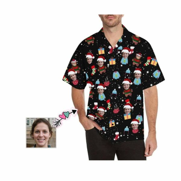 Custom Face Christmas Men's All Over Print Hawaiian Shirt - Free Design 9to5vibe