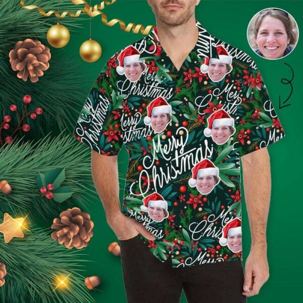 Custom Face Christmas Men's All Over The Print Hawaiian Shirt  - Free Design 9to5vibe