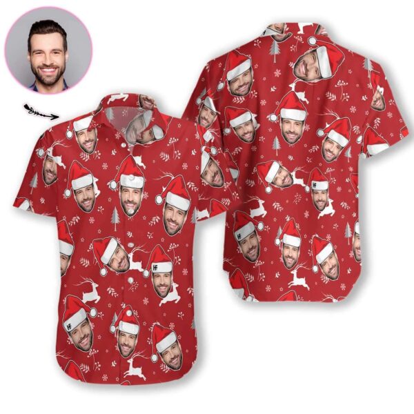 Custom Face Christmas Red Hawaiian Shirts  - Free Design 9to5vibe