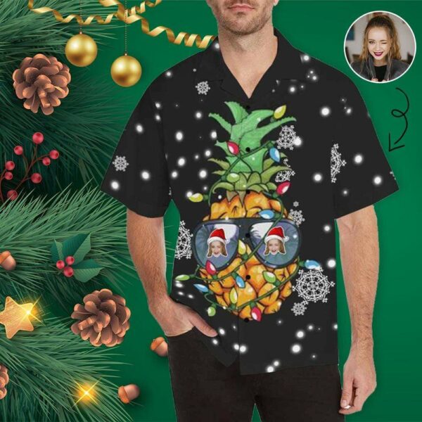 Custom Face Christmas Snow Men's Hawaiian Shirt  - Free Design 9to5vibe