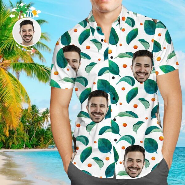 Custom Face Funky Hawaiian Shirt Leaves Button Down Shirts - Free Design 9to5vibe