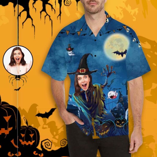 Custom Face Halloween Gift Men's All Over Print Hawaiian Shirt - Free Design 9to5vibe