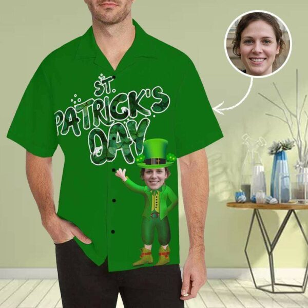 Custom Face Happy St. Patrick's Day Men's All Over Print Hawaiian Shirt - Free Design 9to5vibe