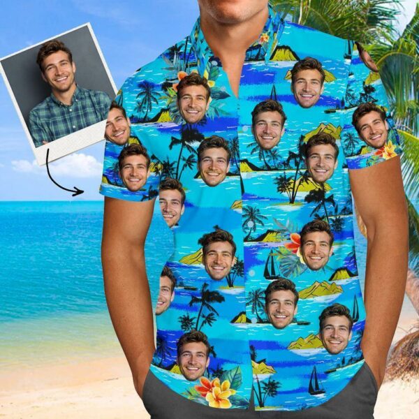 Custom Face Hawaiian Gang Style Shirt For Men - Free Design 9to5vibe