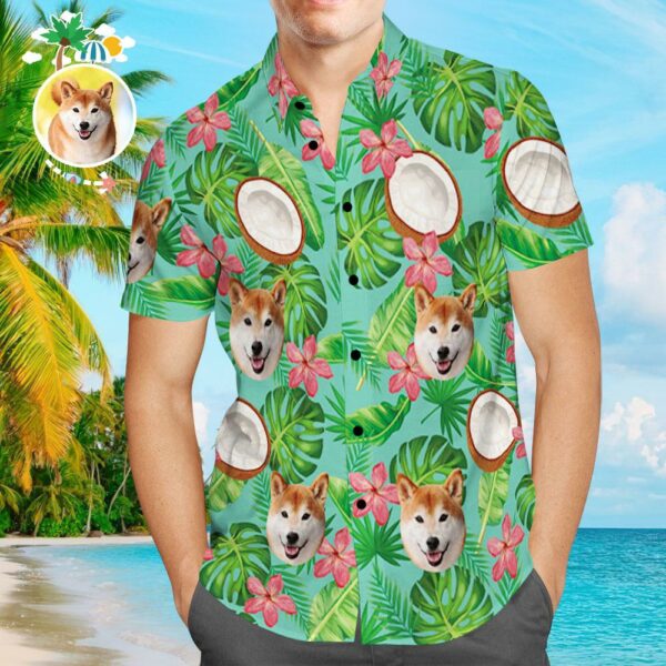 Custom Face Hawaiian Shirt Coconut Aloha Beach Shirt with Dog Face  - Free Design 9to5vibe