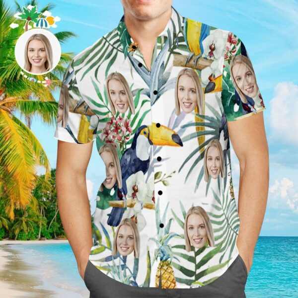 Custom Face Hawaiian Shirt Funny Bird Design Aloha Beach Shirt  - Free Design 9to5vibe