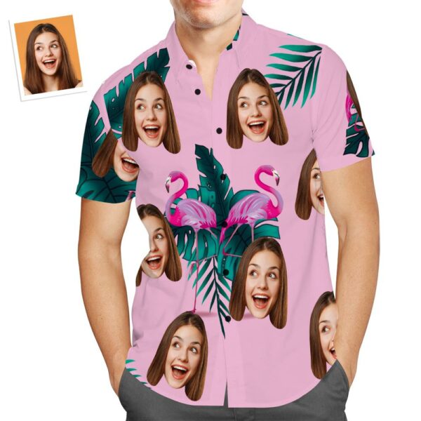 Custom Face Hawaiian Shirt Funny Flamingo Vacation Beach Shirt Gift for Men  - Free Design 9to5vibe