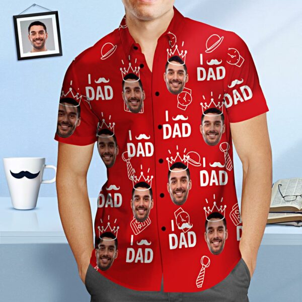 Custom Face Hawaiian Shirt I Love Dad Personalised Father's Day Shirt Gift for Dad  - Free Design 9to5vibe