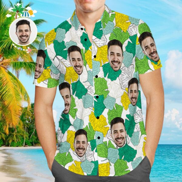 Custom Face Hawaiian Shirt Leaves Aloha Beach Shirt  - Free Design 9to5vibe