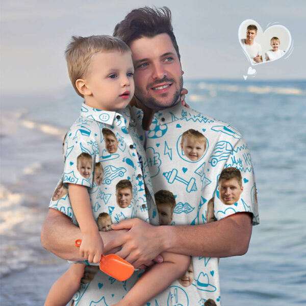 Custom Face Hawaiian Shirt Matching Father's Day Shirt Father's Day Gift - Best Dad in the World  - Free Design 9to5vibe