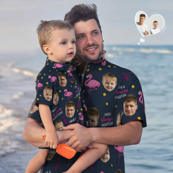 Custom Face Hawaiian Shirt Matching Father's Day Shirt Father's Day Gift - Have a Flamazing Father's Day  - Free Design 9to5vibe