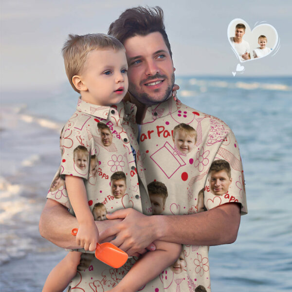 Custom Face Hawaiian Shirt Matching Father's Day Shirt Father's Day Gift - Sweet Papa  - Free Design 9to5vibe