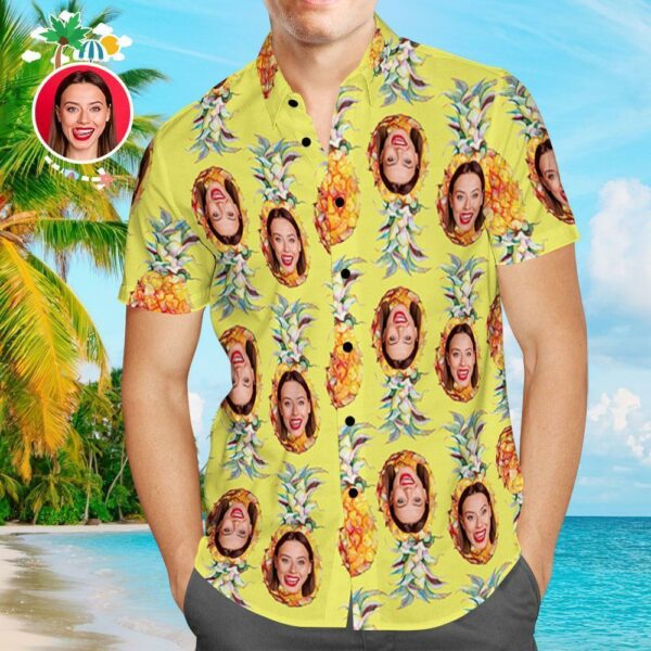 Custom Face Hawaiian Shirt Pineapple Design Aloha Beach Shirt - Free Design 9to5vibe