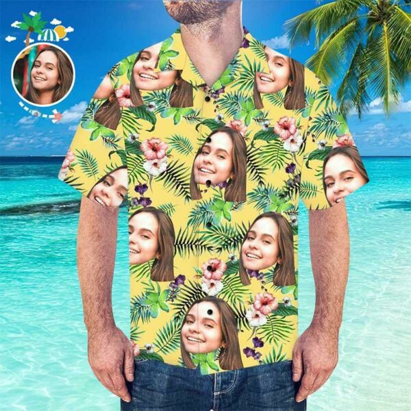 Custom Face Hawaiian Shirt Rainforest Personalized Tee for Husband  - Free Design 9to5vibe