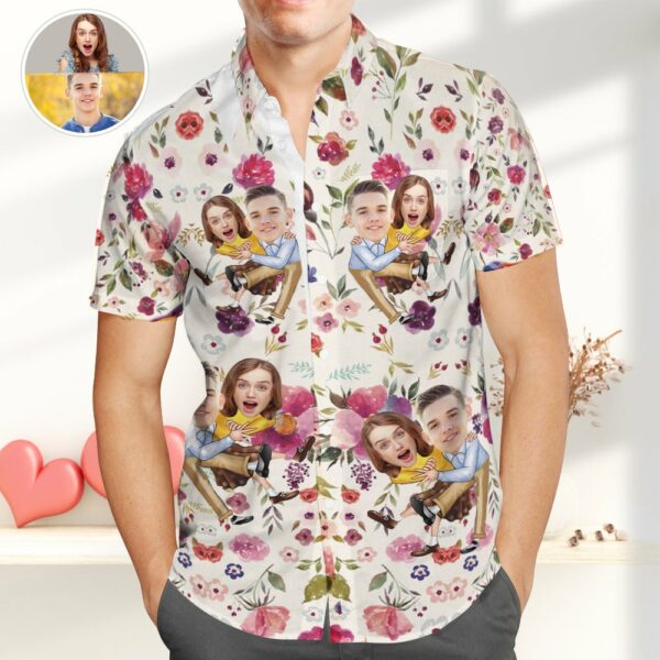 Custom Face Hawaiian Shirts -  Floral Design Shirts -  Best Gift for Lovers  - Free Design 9to5vibe