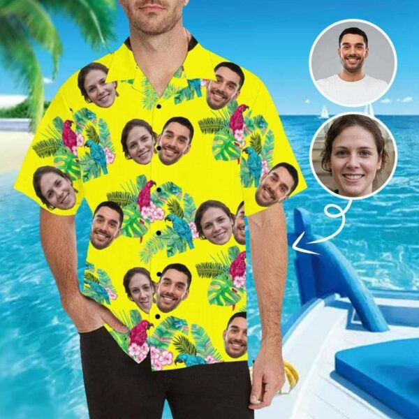 Custom Face Hawaiian Shirts Face Flower Birds Unisex & Teenage Hawaiian Shirt - Free Design 9to5vibe