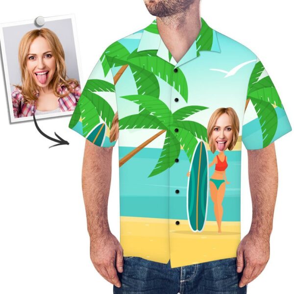 Custom Face Men's Hawaiian Shirt Vacation Surfing - Free Design 9to5vibe