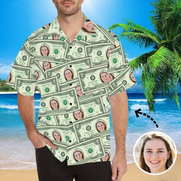 Custom Face Money Men's All Over Print Hawaiian Shirt - Free Design 9to5vibe