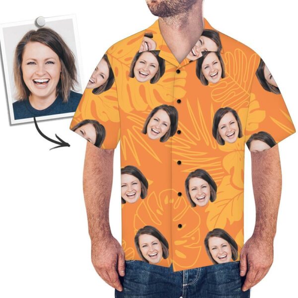 Custom Face On Shirt Photo Hawaiian Shirt Orange Leaves - Free Design 9to5vibe