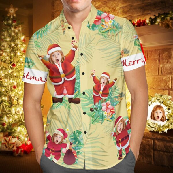 Custom Face Personalised Christmas Hawaiian Shirt Merry Christmas Santa Claus Holiday Gifts  - Free Design 9to5vibe