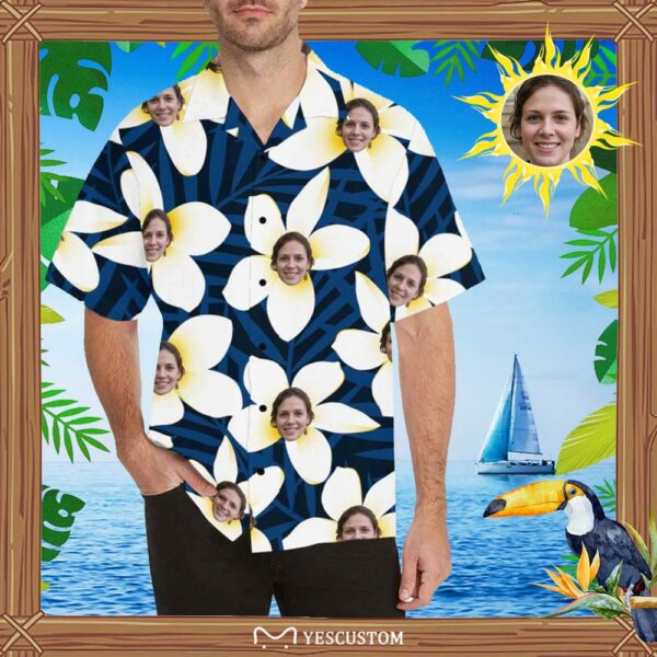 Custom Face Petals Men's All Over Print Hawaiian Shirt - Free Design 9to5vibe