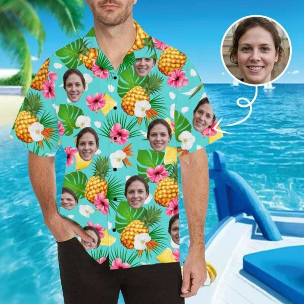 Custom Face Pineapple Flower Hawaiian Shirt - Free Design 9to5vibe